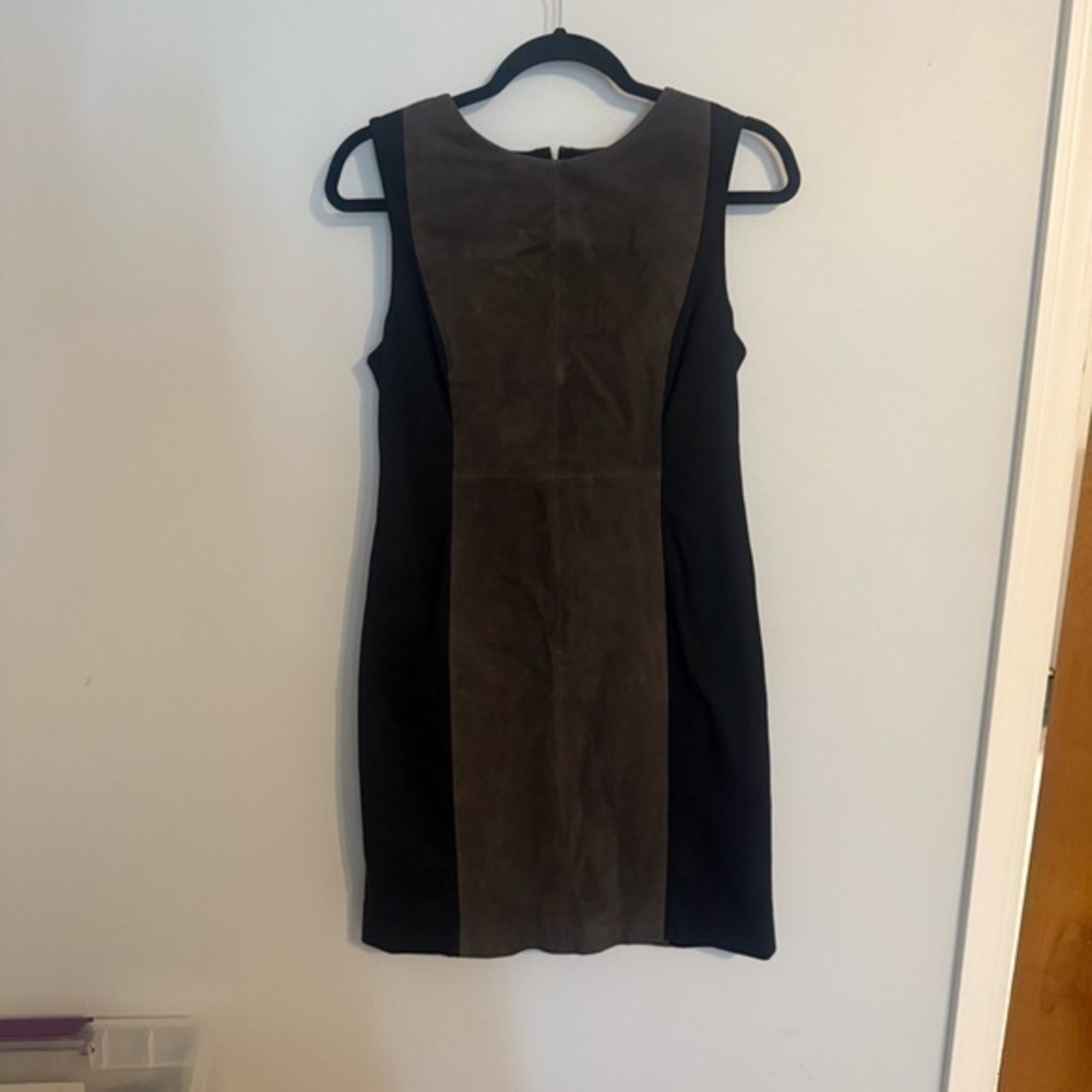 Rag & Bone New York Lamb Suede Colorblock Sheath Dress Brown Black Size 10